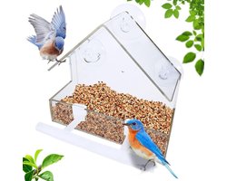 YOR® Raamvoederhuisje - Raamvoederhuisje Voor Vogels – Raamvoederbakje Met Zuignappen - Transparant - 15cm x 7cm x 16cm