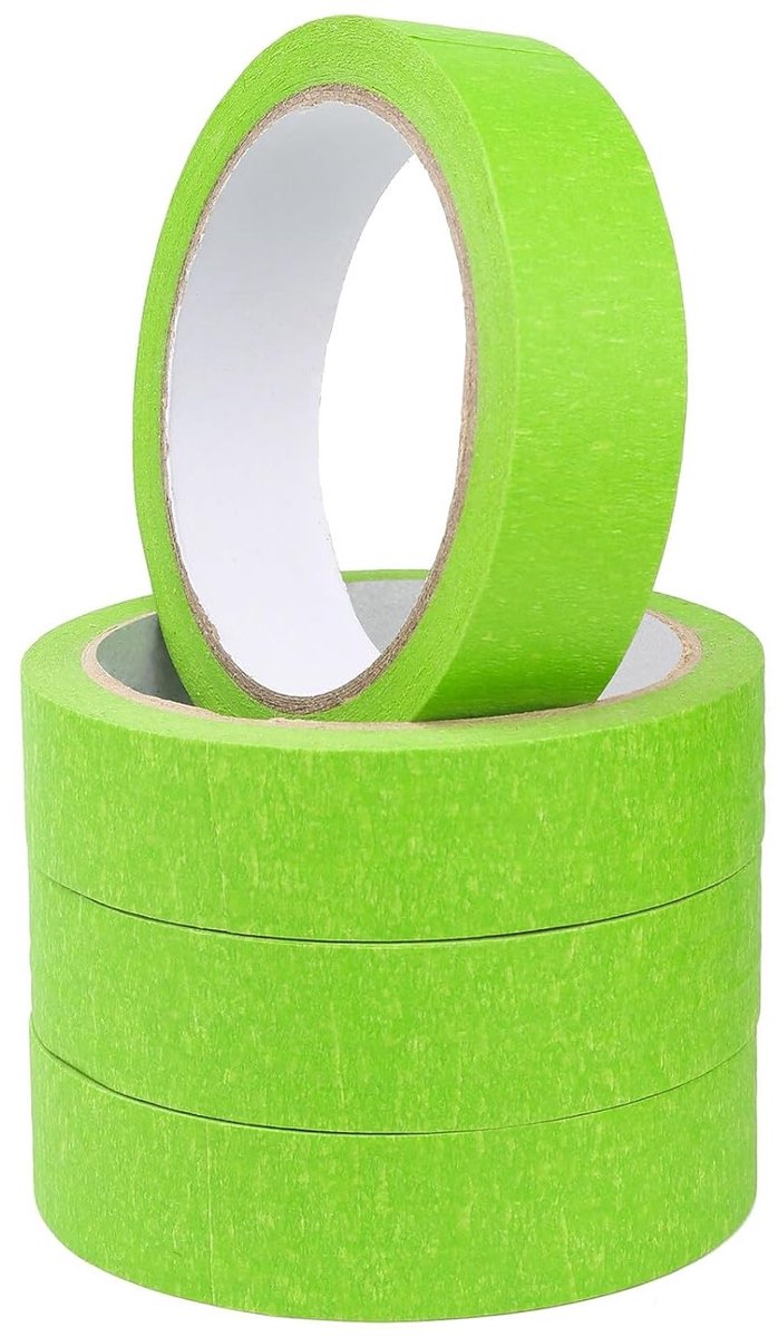 4 Rollen Maskertape voor Schilderen - Groene Crepe Papier Tape voor DIY, Kindermuren en Decoratie, 25mm x 20m