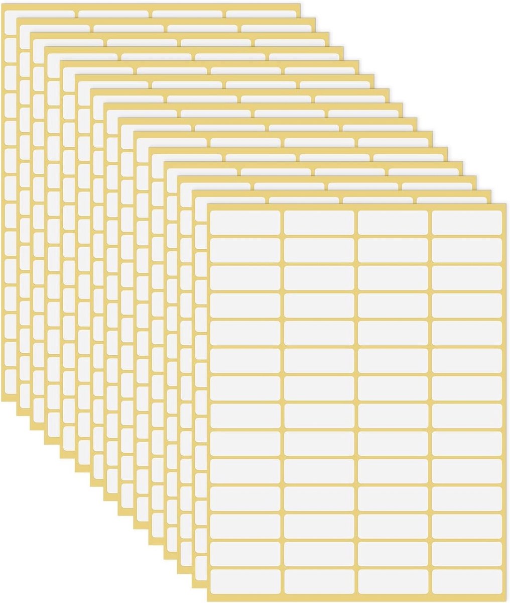 840 Stuks Kleine Plaklabels - 15 Vellen Matte Witte Zelfklevende Stickers voor Adres, Prijs en Naam Labels voor Thuis en Kantoor