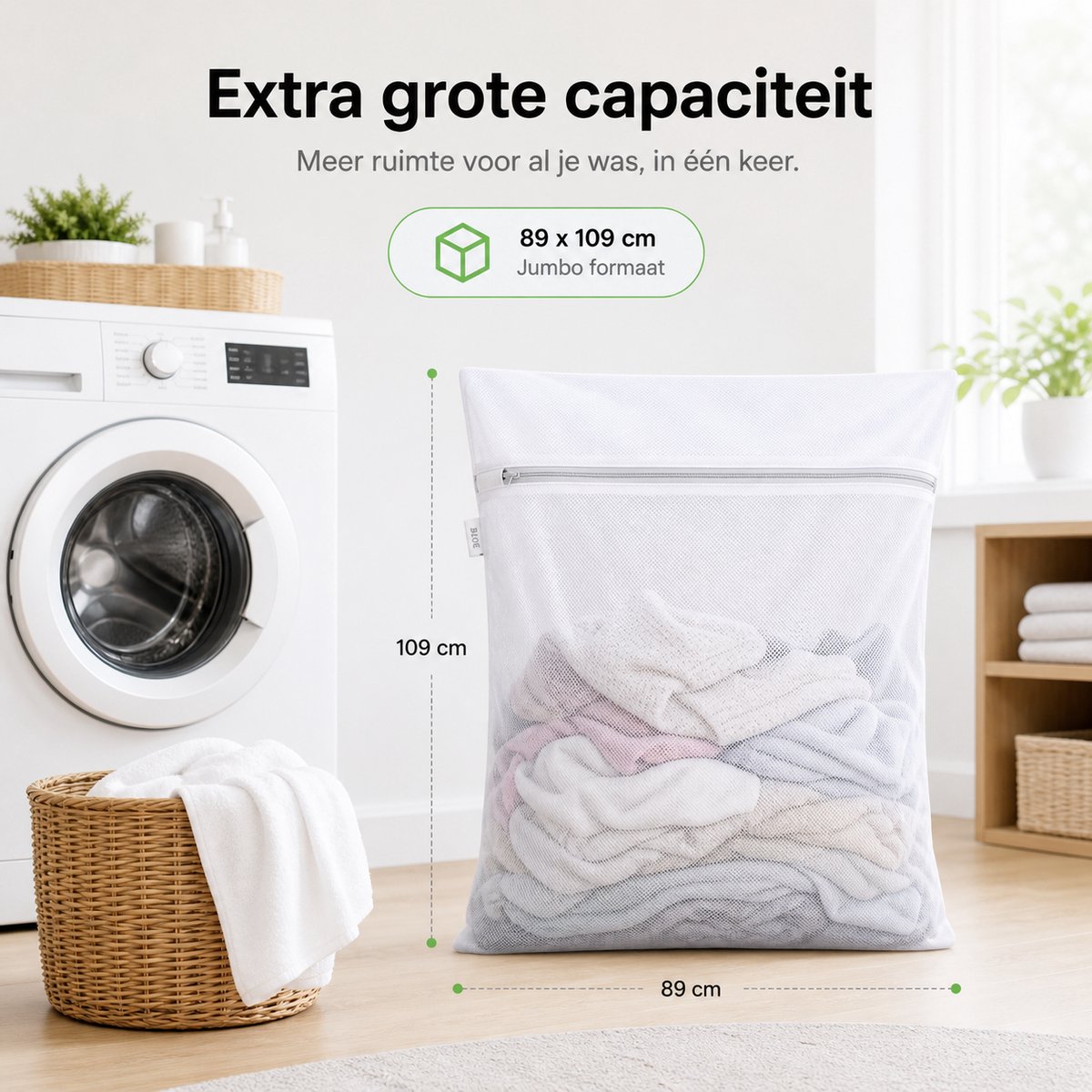 BOTC Waszakken - 90*110cm Waszak Groot - 1 set van 2 stuks - Waszak Wasmachine - Laundry bag - Waszakken - Wit — afbeelding 6