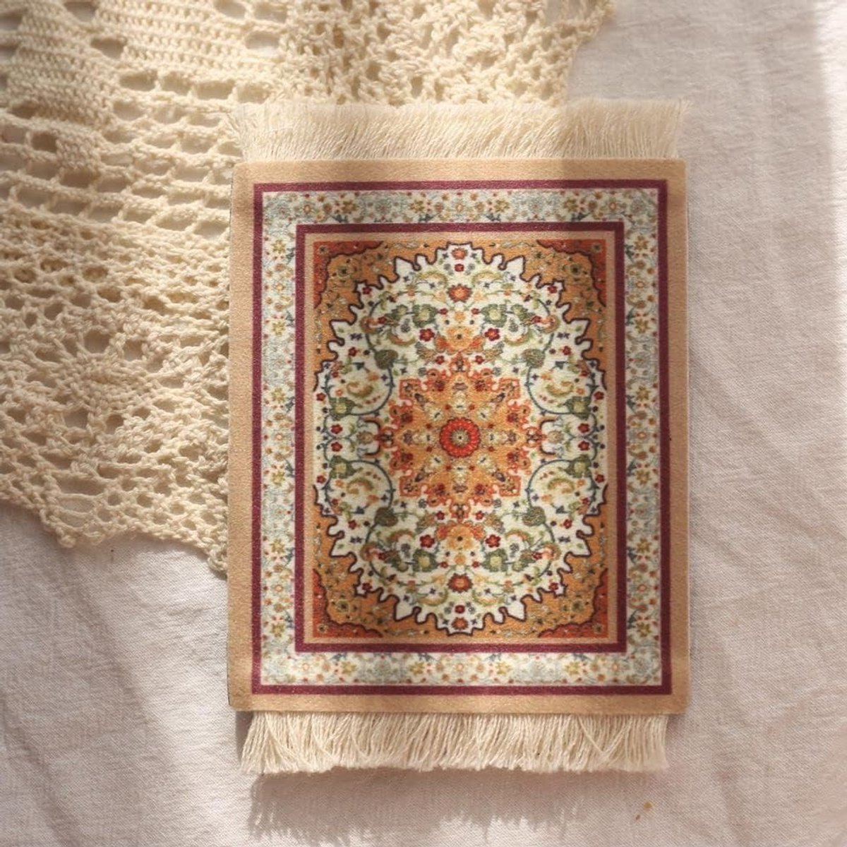 Ornamentele muismat van 9 x 11 cm voor kantoor en gaming - Persisch tapijt design, bureauaccessoire, kleine muismat voor laptop en PC