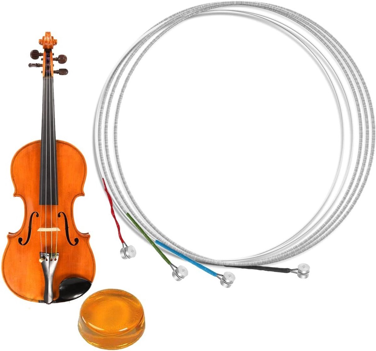 Stalen kern viool snaren set voor 1/2, 1/4 en 1/8 violen, inclusief strijkstok en hars, hoogwaardige muzikale accessoires