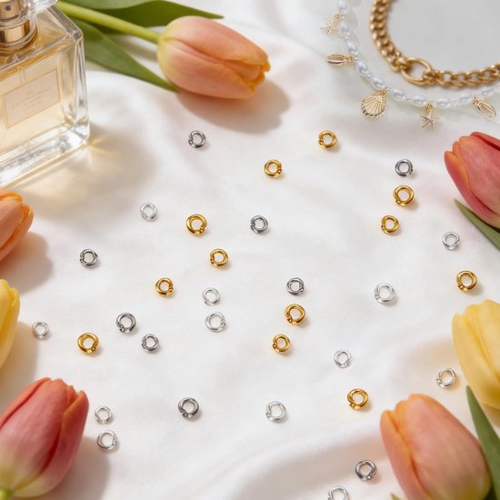 30 Stuks Open Einde Splitringen voor Sieraden Maken, 18K Goud en Zilver, Ideaal voor Armbanden en Ringen, Hoogwaardige Koperbasis, Diverse Maten 5mm en 7.5mm van Merkloos — afbeelding 2