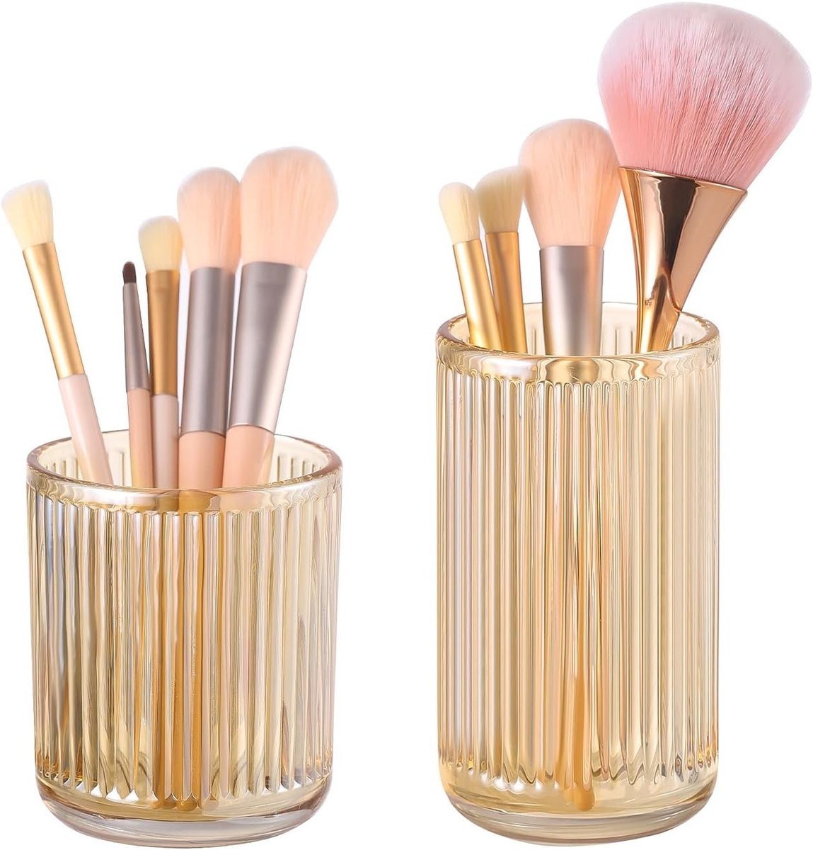 Make-up borstelhouder organizer van kristalglas, vintage opberghouder voor borstels, multifunctionele beker voor bureau en badkamer, ideaal voor tandenborstels en pennen