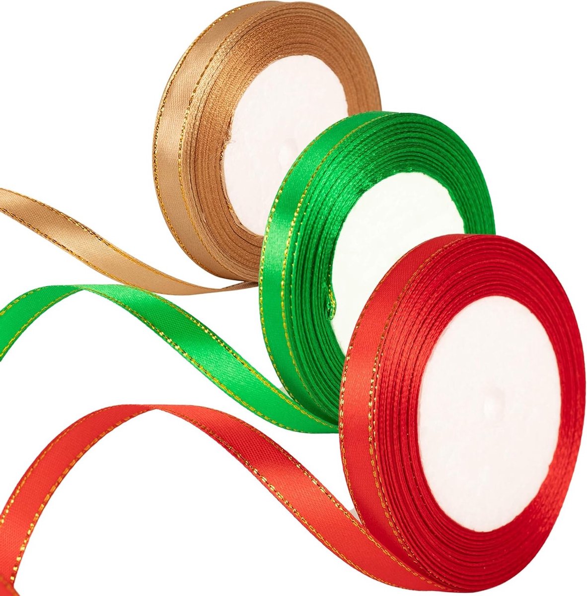 Kerstlint in Rood en Groen, 10mm Breed, 22m Lang, Perfect voor Cadeauverpakking, Versieringen en Knutselprojecten