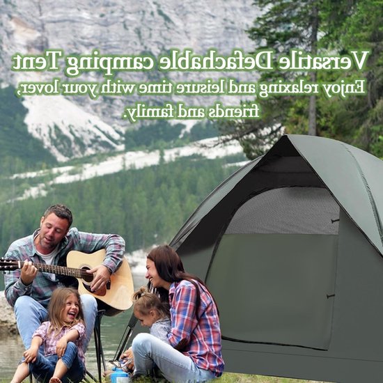 Kampeertent 3 Personen - Lichtgewicht Tent - Outdoor Activiteiten - Waterdicht Winddicht - 217 x 155 cm - Legergroen — afbeelding 5
