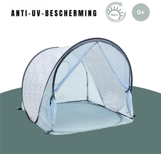 YOR® Strandtent uv Bescherming - Strandtent Baby Pop Up – Strandtentje Extra Licht – Strandschelp – Strand Tent – Zonbescherming – Pop Up Tent - Voor in de Tuin, Strand, Vissen Etc, - Blauw - 98cm x 90cm x 85cm — afbeelding 3