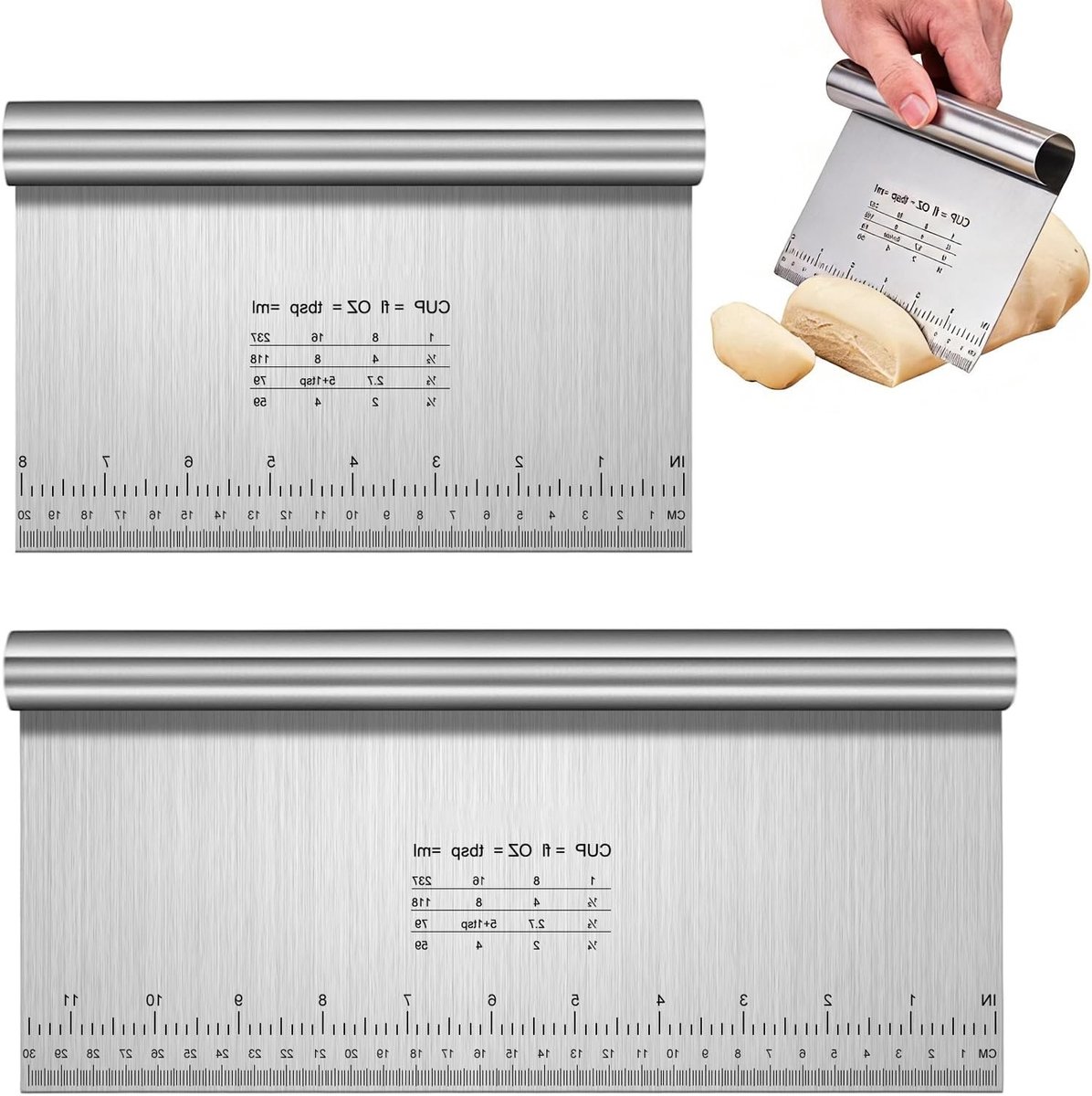 Deegsnijders Set - Bakgereedschap - Taart Pizza Snijden - Met Maat Markeringen - 30/20cm