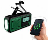Radio d'urgence portable à manivelle Solar NovaWare - FM/ AM/ SW - Powerbank à énergie solaire avec 4400 mAh - Panneau solaire - Kit d'urgence - Radio portable à piles - Vert