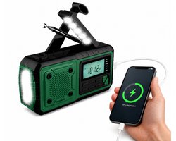 NovaWare® Noodradio Solar Opwindbaar 4400mAh Powerbank – Draagbare Radio FM/AM – Zonne-energie & Handslinger – Zaklamp SOS Alarm – Noodpakket Radio op Batterijen – Outdoor Survival Camping Emergency Radio – Groen