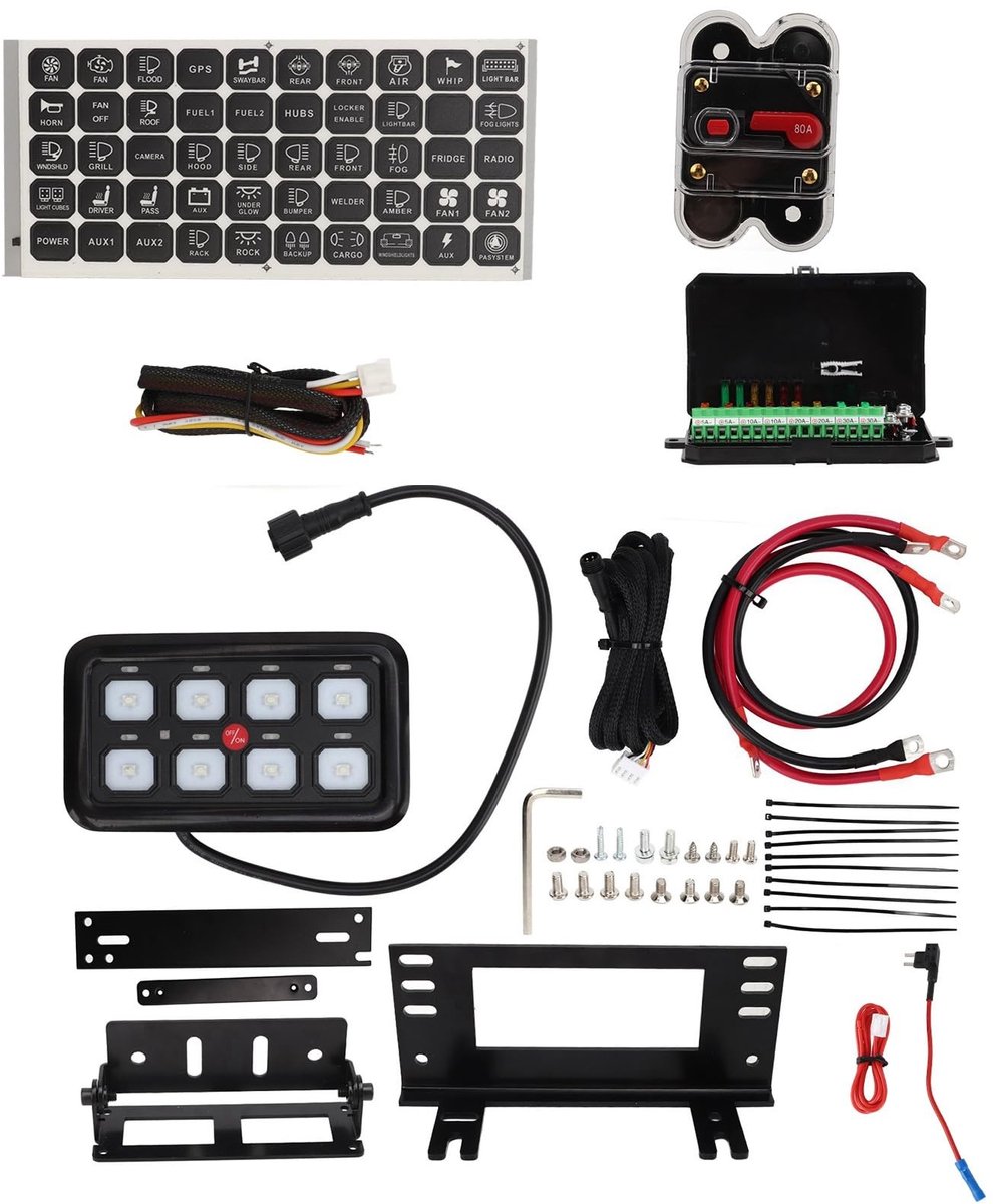 ONF3 - LED autoschakelpaneel - Automatisch Dimbaar - Aluminium - Blauw Licht - 8 voudig Schakelpaneel - Geschikt voor Offroad voertuigen