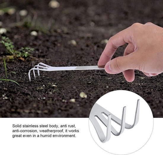 aladdien - Tuin Hark - 8.3 Inch - Tuin Gereedschap - Compact Formaat - 3 Tanden - Ideaal voor Kleine Potten - Geschikt voor Kinderen — afbeelding 4