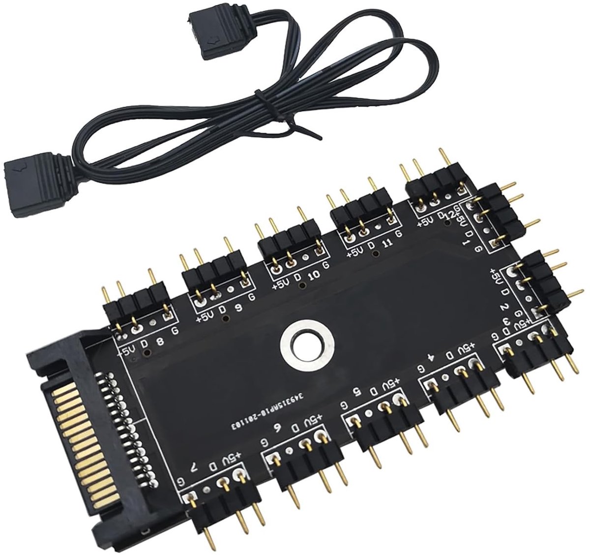aladdien - RGB Controller Hub - 11 Poorts 3-Pin RGB LED Separator - Met SATA Voeding - Geschikt voor RGB LED verlichting - Voor computer en gaming s..