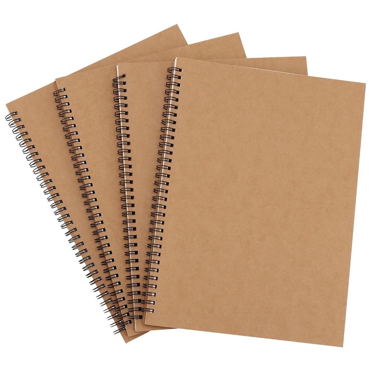 ONF3 - Notitieboek A4 - 4 Pack - Spiral Binding - Bruin - Geschikt voor School, Thuis en Op Reis - 200 Pagina's - Notepad