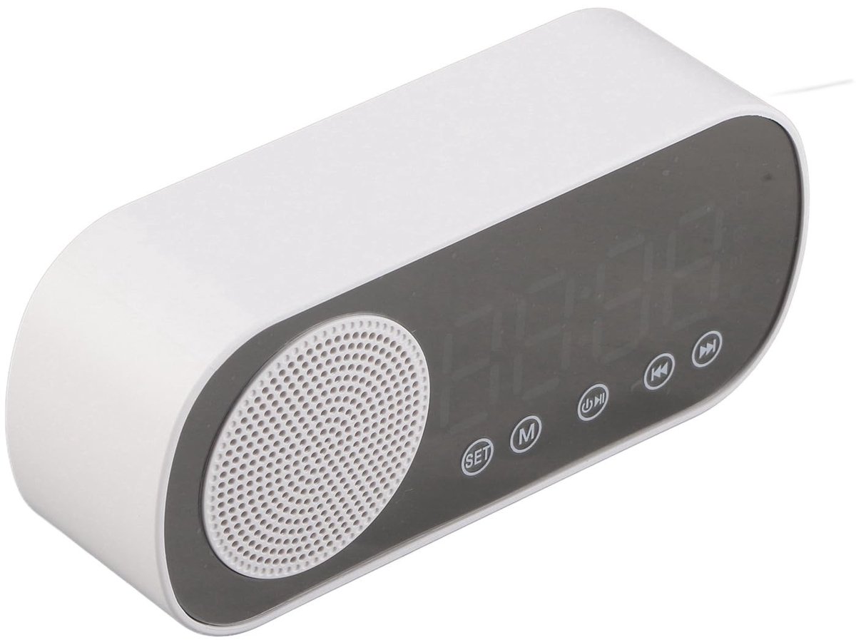 Zeynomax - Digitale Wekker - Draadloze Speler - Bluetooth Verbinding - LED-klok - FM-radio - Geschikt voor Koken, Thuis, Slaapkamer, Kantoor - Compa..