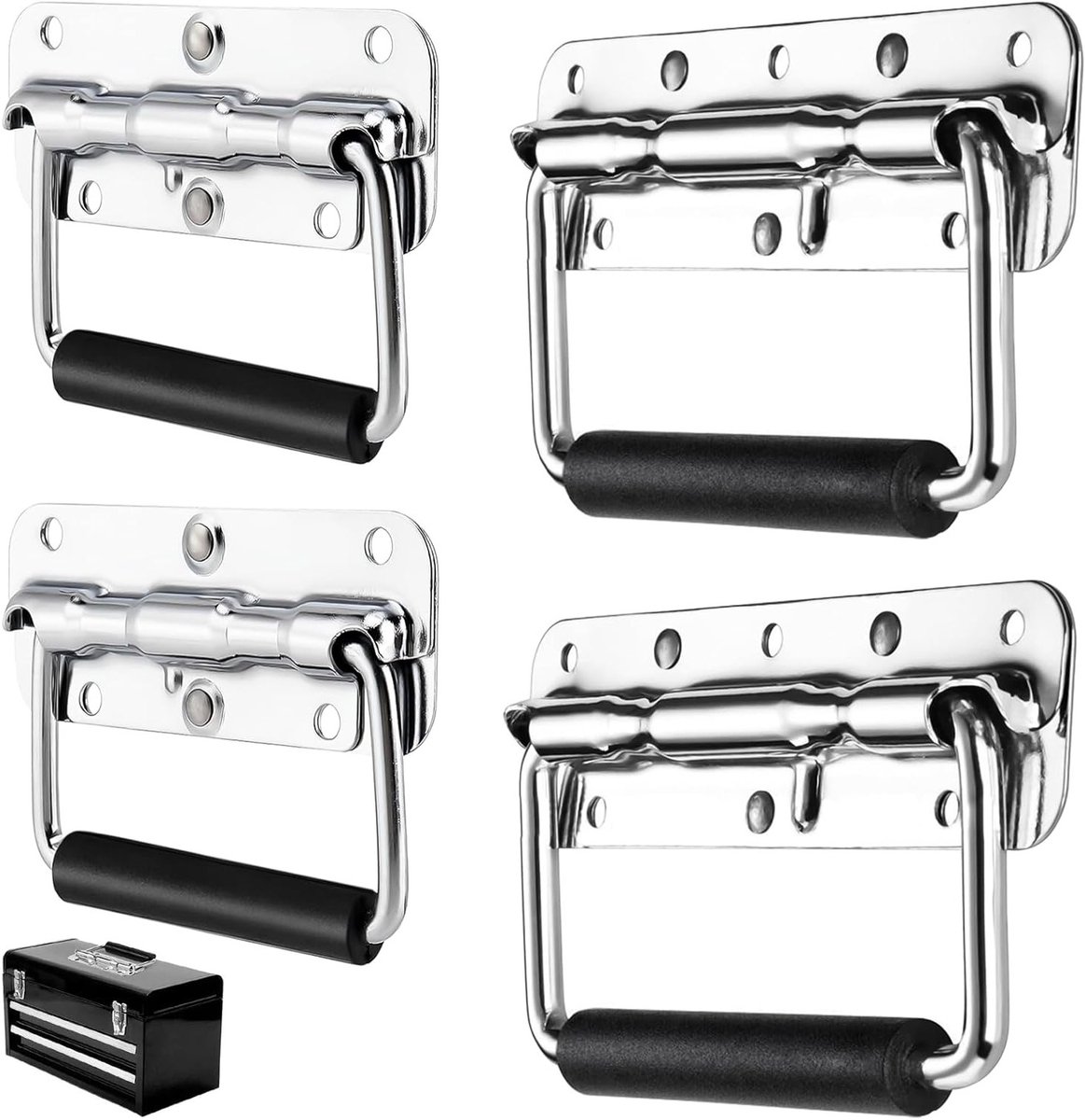Rvs Vouwhandgrepen voor Speakers, Gereedschapskisten en Werkcabinetten - Set van 4, 140mm en 110mm