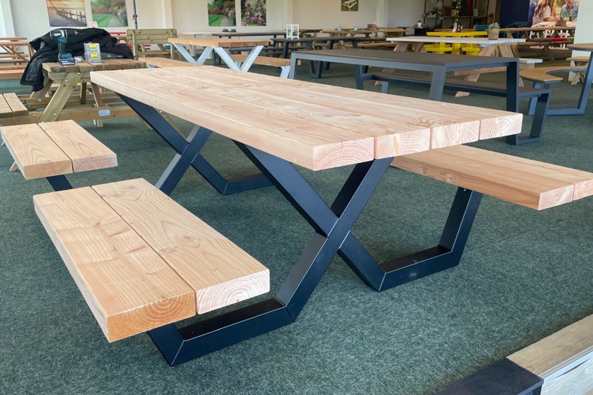 Rockwood® Picknicktafel Cross Over Easy Sit (6,5cm dikte) 2.50m Naturel