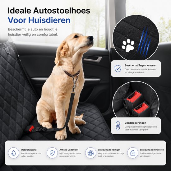 BOTC Dog Blankets - Couverture de voiture pour banquette arrière ou coffre à bagages pour chiens - Zwart
