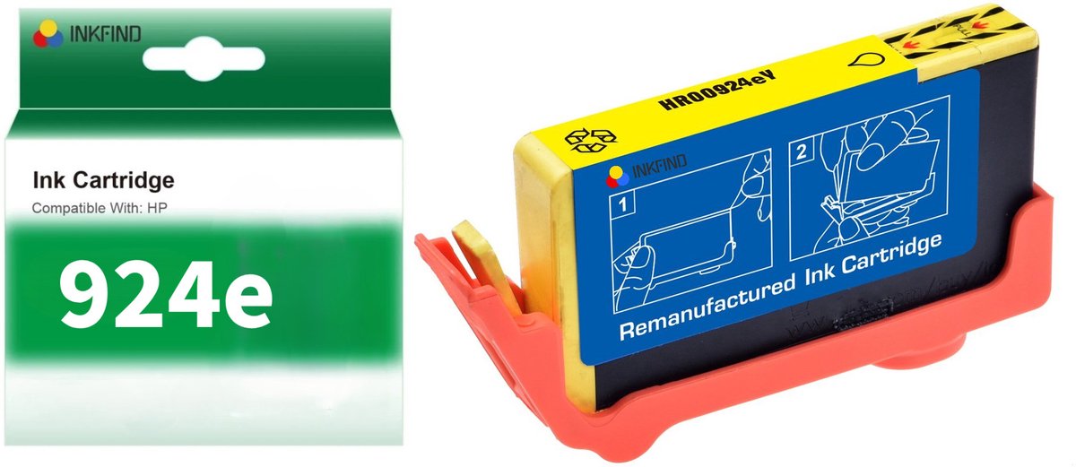INKFIND 924e Geel inktcartridge compatibel met HP 924 924e 4K0U5NE 4K0U9NE Geel geschikt voor HP OfficeJet Pro 8120/8130 series - 1-pack Geel