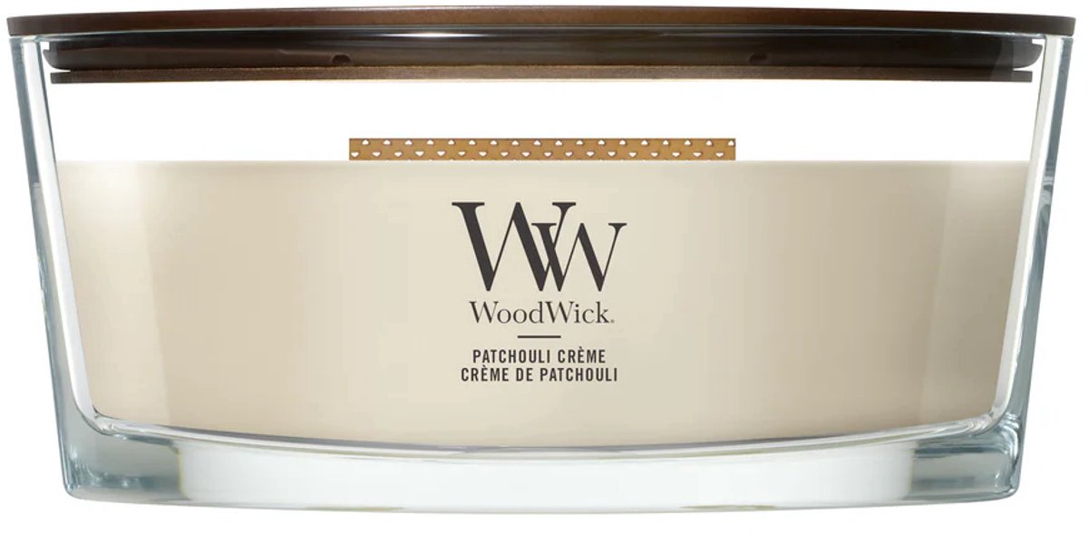 WoodWick Hearthwick Flame Ellipse Geurkaars - Patchouli Créme - 50 branduren Roze