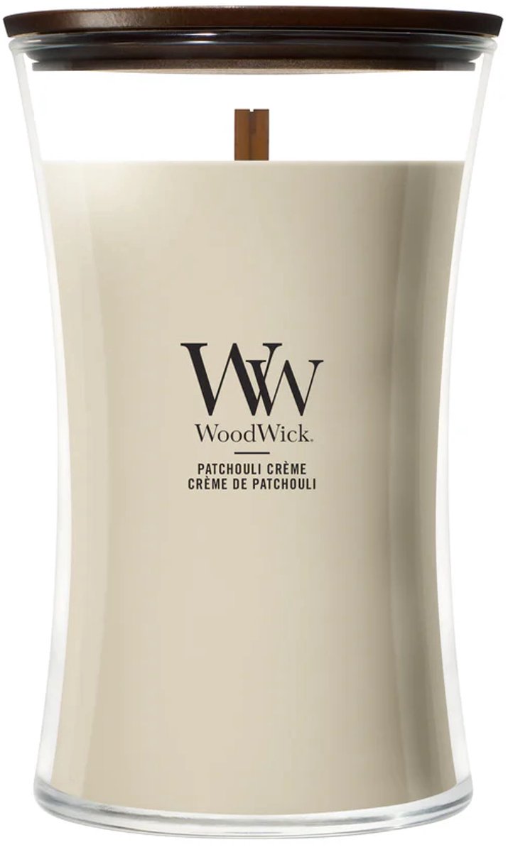 WoodWick Hourglass Large Geurkaars - Patchouli Créme - 130 branduren Roze