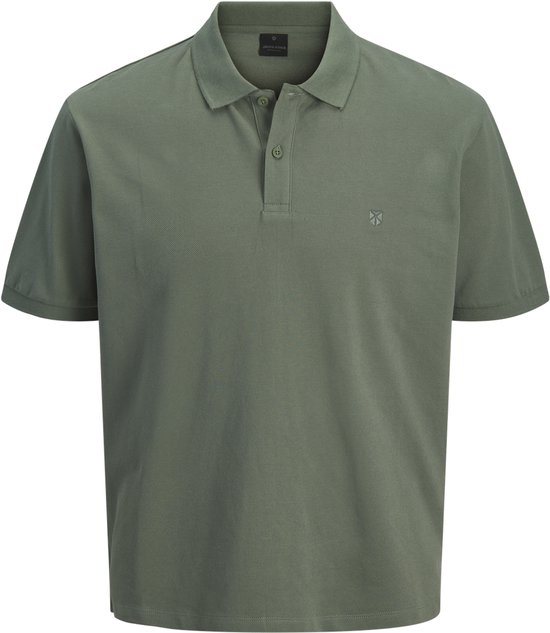 Groene Jack & Jones poloshirt met knoopjes en geborduurd logo.