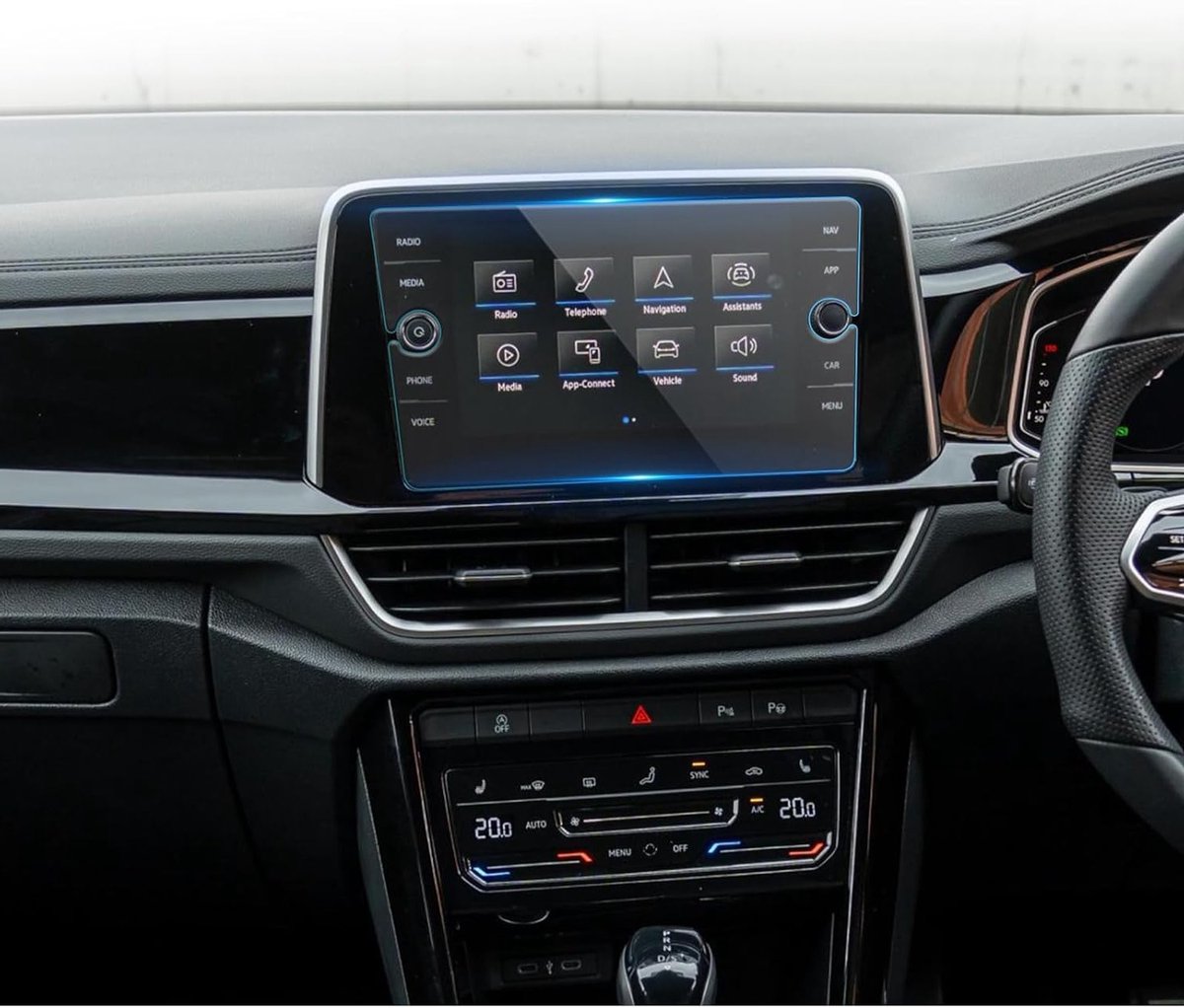 8 inch pantserglas beschermfolie voor VW T-Roc 2018-2025 - gehard glas screen protector met anti-vingerafdruk coating en krasbestendigheid.
