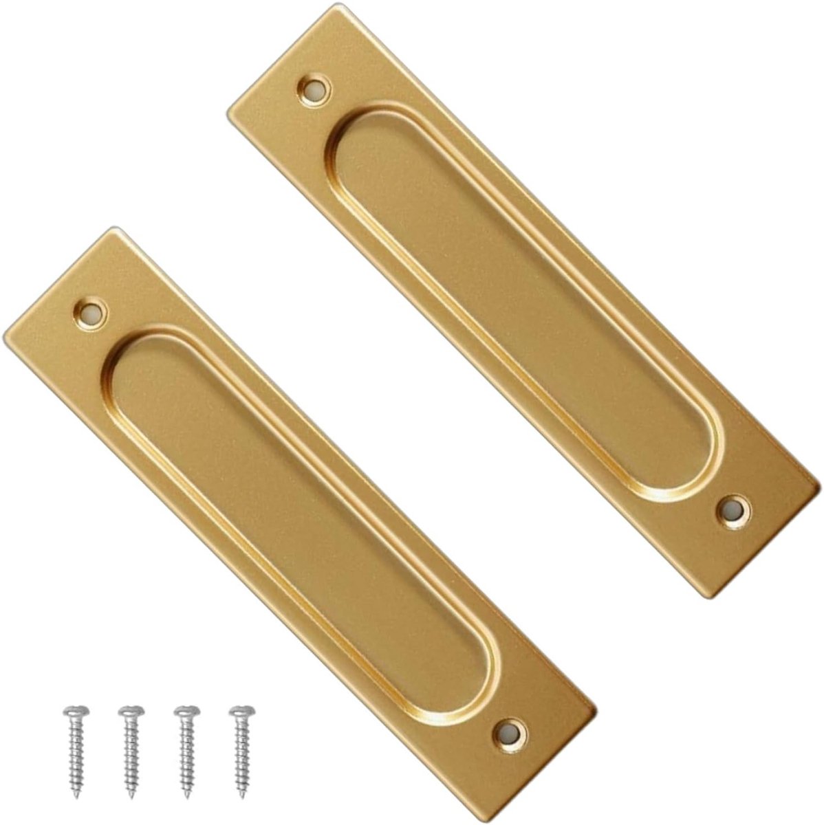 Set van 2 Haaks Schuifdeurgrepen – Vlakke Inbouwgrepen van Aluminium voor Schuifdeuren, Kasten en Lades – Goudkleurig, 149 mm, Duurzaam en Modern Design