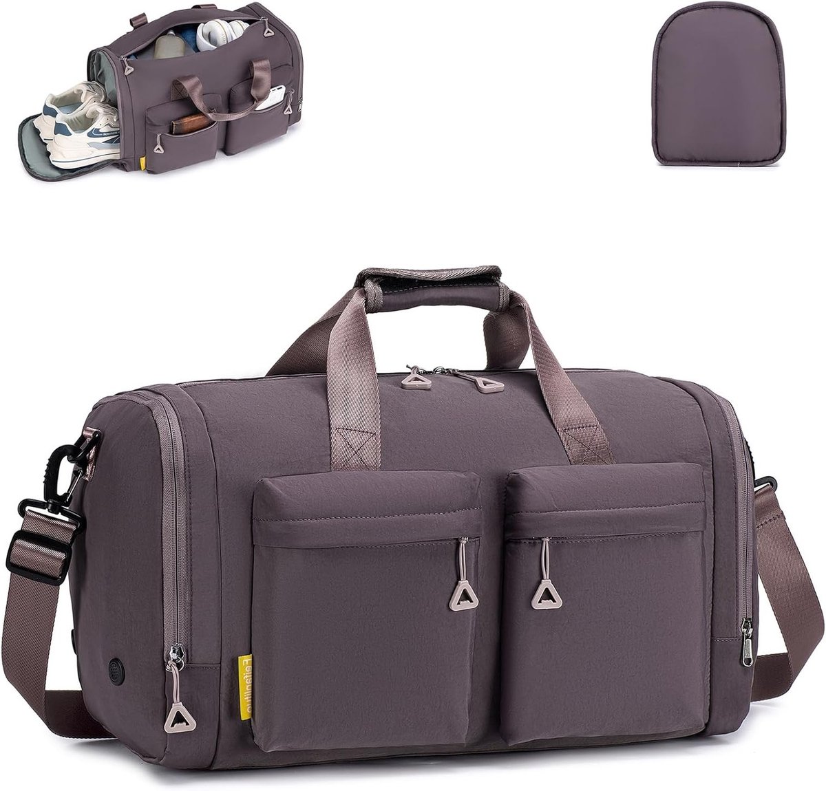 Vouwbare Reistas met Schoencompartiment - Lichtgewicht Weekendtas voor Sport en Fitness, 30L, Geschikt voor Handbagage en Reizen, Paars