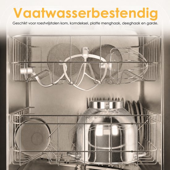 Novari Keukenmixer - Keukenmachine - Keukenrobot - Deegkneder - 1200W motor - 6 snelheden - Stille werking - 6 liter kom - Grijs van Merkloos — afbeelding 3