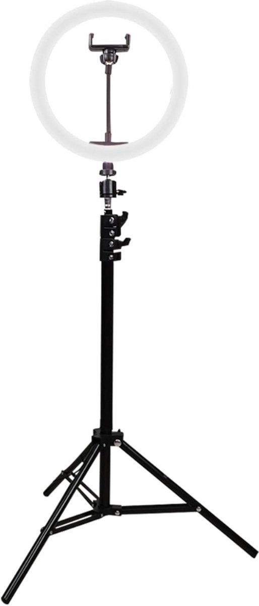 TopChoice® Ringlamp met Statief - Smartphone en Microfoon Houder - Selfie Lamp - 32x31x9cm - Zwart