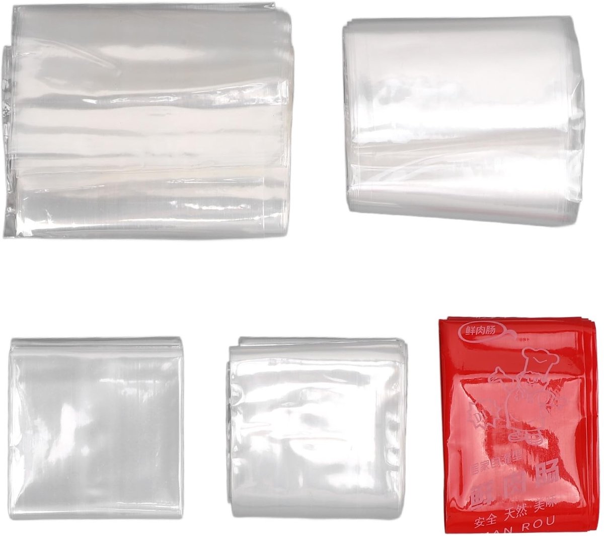 aladdien - Plastic Worst Darmen - Hittebestendig - Voor Huishoudelijk Gebruik - Food Grade - Perfect voor Worst Maken - 5 Packs