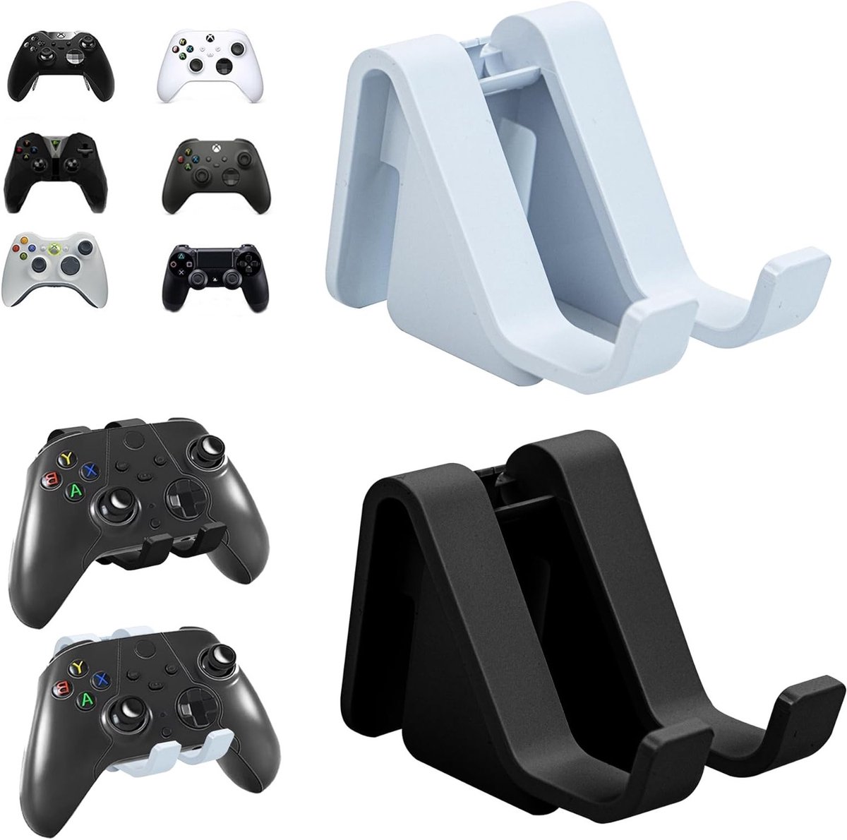 Hoofdfonhouder voor gameconsoles zoals PS4, PS5, Xbox One en Switch - 2 Stuks, Zwart en Wit, Perfect voor Gaming Accessoires