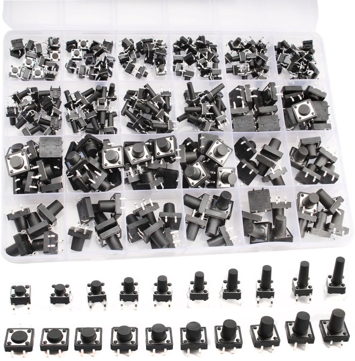 RUNCCI-YUN 250 Stuks Tactiele Drukknoppen - Micro Switch 4 Pin voor Elektronica