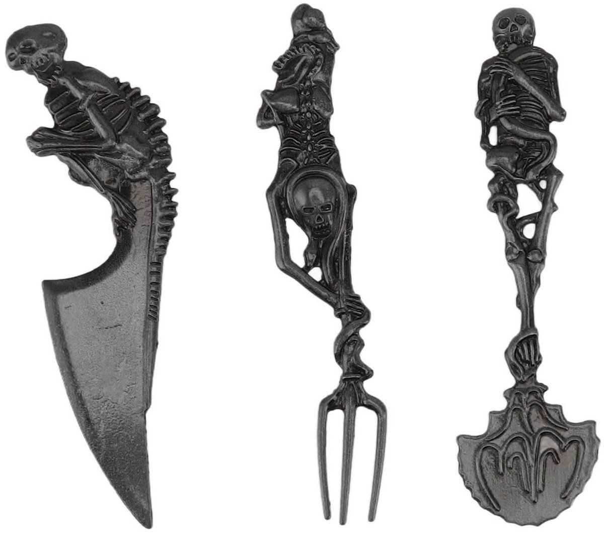 aladdien - Halloween Skelet Bestekset - Creatief Metalen Servies - Zwart - Uniek Ontwerp - Geschikt voor Feestelijke Gelegenheden - Halloween Decorati