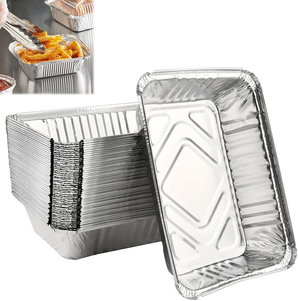 50x Aluminium Wegwerpschalen met Deksel voor Grill en Oven - Vetopvang & Marinade