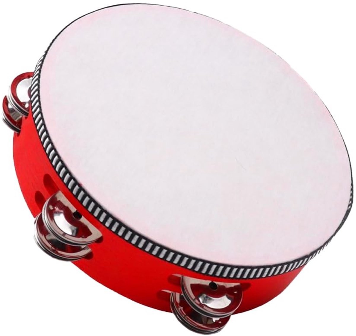 Handtrommel - Muziek instrument - Muziek maken - Ergonomisch ontwerp - 20 cm diameter - Rood