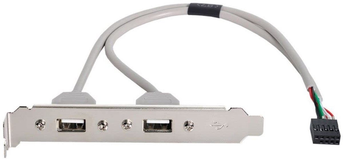 Allecto - USB 2.0 Header Multiplier Kabel - 1 naar 2 Poorten - 40cm met PCI Beugel - Perfect voor PC-uitbreiding - Geschikt voor diverse toepassingen