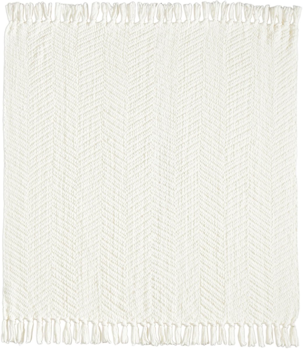 aladdien - Ademend Plaid - Zacht en Comfortabel - Ivoorwit - Boho Woondecoratie - Perfect voor Bank en Bed - Geschikt voor Volwassenen