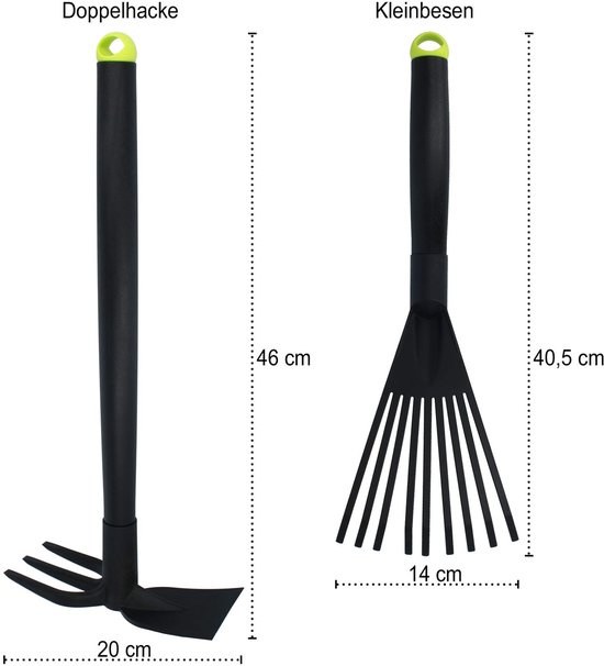 Allecto - Tuingereedschapset - 2-delige premium set - voor tuinwerkzaamheden - kleine bezem en dubbele schoffel - ideaal voor tuinman - accessoire van Allecto — afbeelding 3