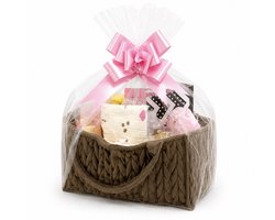 Kraamcadeau Baby Girl - Luxe Kraammand- Complete Baby & Mama Verzorgingsmand- 19 delige Giftset- Premium Maternity Basket