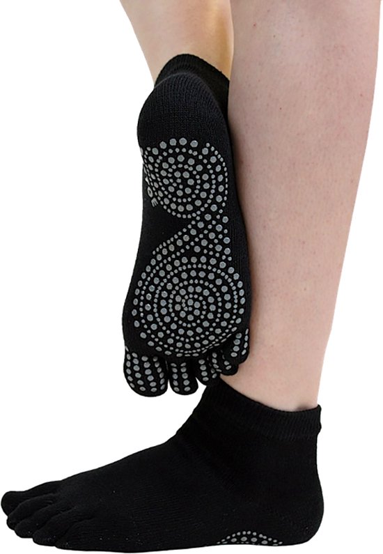 TOETOE Yoga & Pilatus Grip Enkel teensokken - Zwart - 44-47 van TOETOE — afbeelding 2