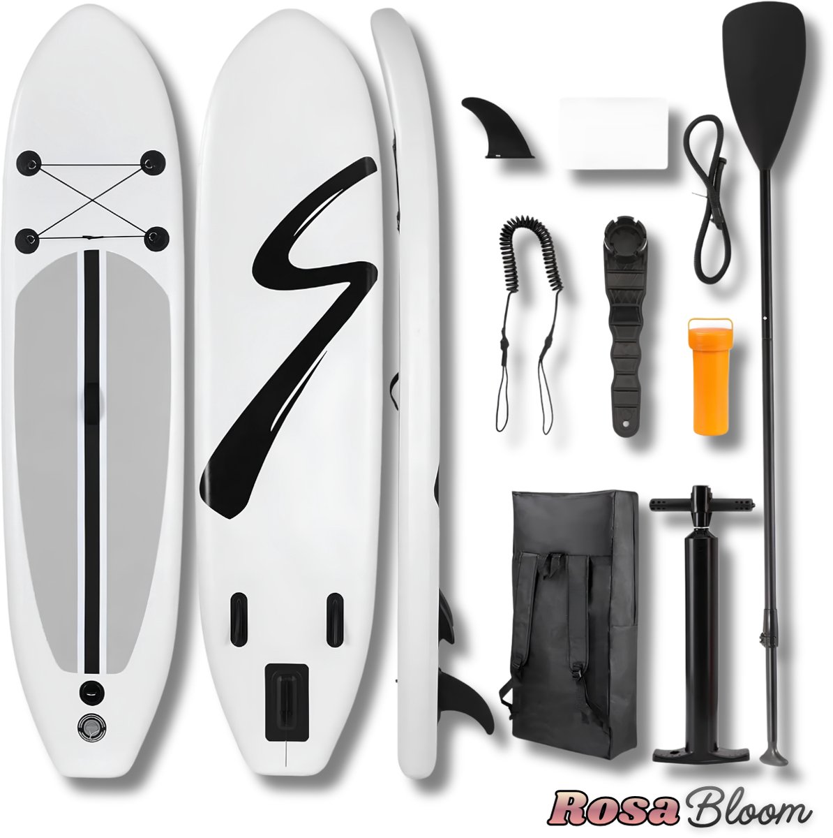 RosaBloom sup boards - Supboard - Stand Up Paddleboard - Opblaasbaar - Compleet Set - Antislip - 305x77x15,5 cm - Wit
