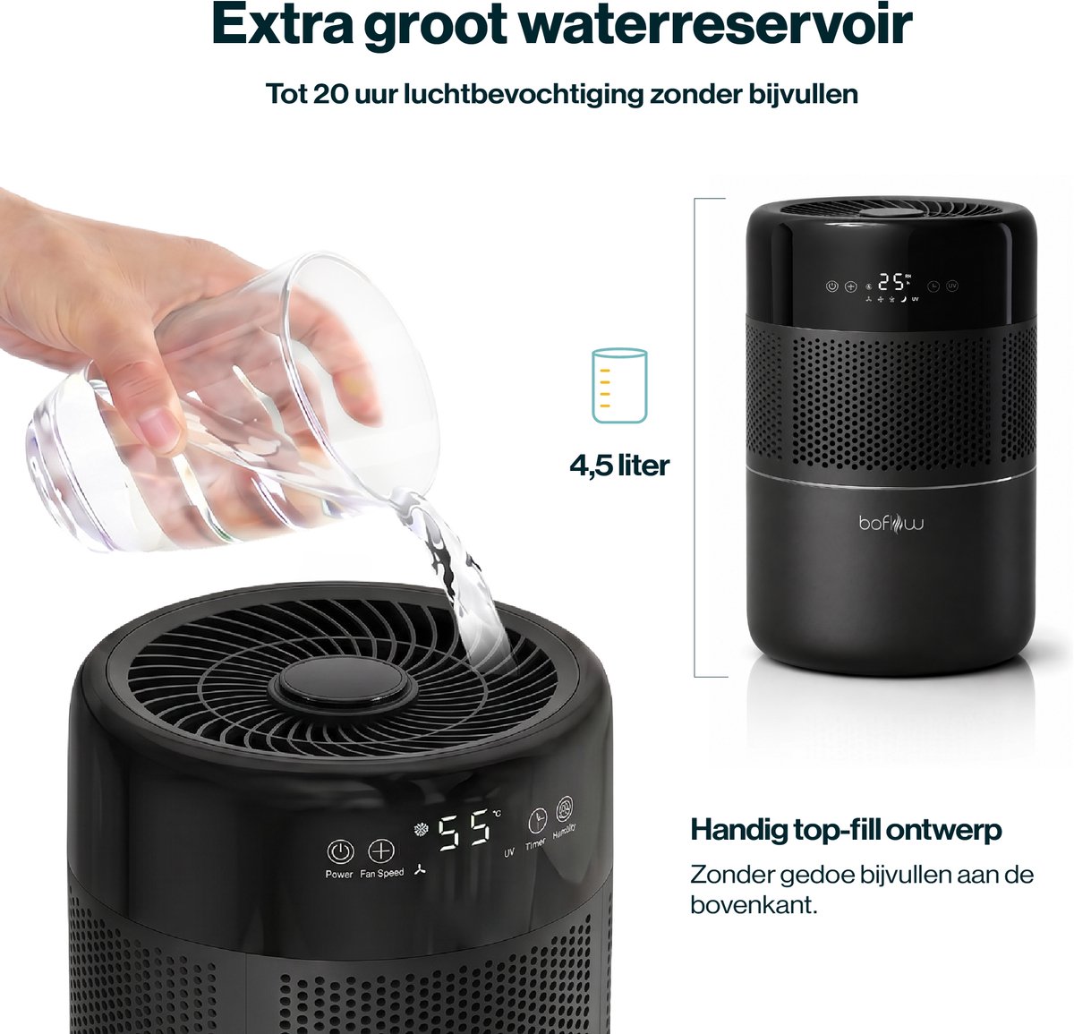 BoFlow EvoMist40 Luchtbevochtiger - Top Filling - Zwart thumbnail 3