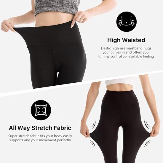 Dames Casual Yogakledingset - Yogashirts en Yogabroek - Maat XL - 60-70 KG - Zwart - Licht en Comfort - Stijlvol en Elastisch - Trainingsbroek - Sportbroek - Yoga Volwassenen - Yoga Accessoires — afbeelding 5
