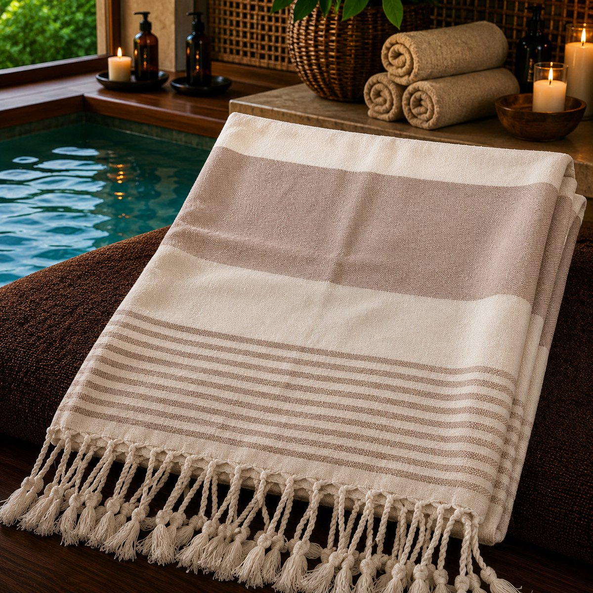 100% Katoenen Colorloop Hamamdoek – Turkse Handdoek & Strandlaken – Voor Sauna, Spa en Wellness