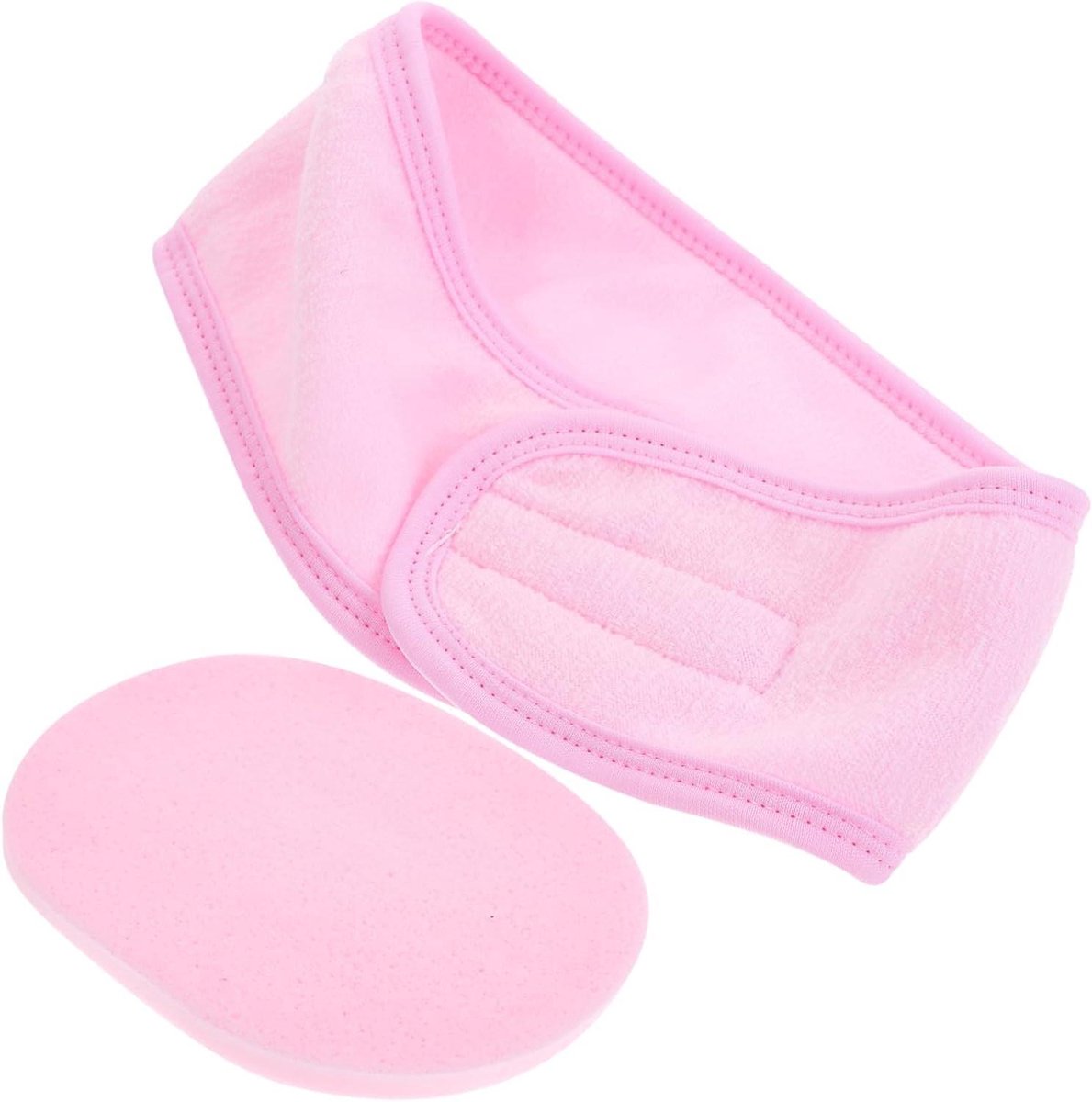 Hoofdband en Spons - Gezichtsreiniging Set - Huidverzorging Thuis - Herbruikbaar Sponsje - 5 Sets - Roze