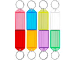 Bondoo Sleutellabels 16 stuks - 2x8 kleuren - Sleutelhangers - Naamlabels - Labels - Met sleutelringen en Naamkaartjes - Sleutel labels - Sleutelhanger tag