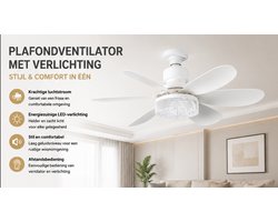 Plafondventilator met geïntegreerde verlichting, afstandsbediening, 51 cm, slaapkamerkroonluchter, houtnerfafwerking, drie snelheden, traploze helderheids- en kleurtemperatuurregeling voor slaapkamers, balkons, gangen en woonkamers [Energieklasse A]