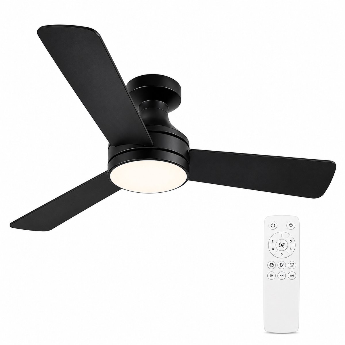 ITRONIQ Plafondventilator Met Verlichting - Afstandsbediening - 6 Snelheden - Dimbare LED Lamp - Zomer en Winterstand - Zwart